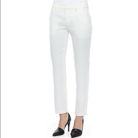 Vince Satin Binding Easy Trousers Pants In Chalk 2